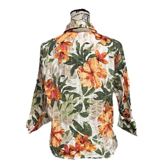 Allison Daley Floral Hawaiian Blouse PL Beach Coastal Festival Boho Cruise - Picture 4 of 9